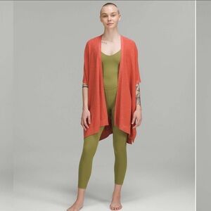 Lululemon merino wool short sleeve wrap cardigan orange red size medium/large